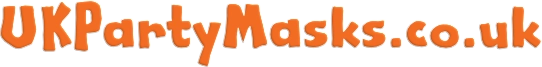 Logo of UKPartyMasks.uk with orange text on a white background